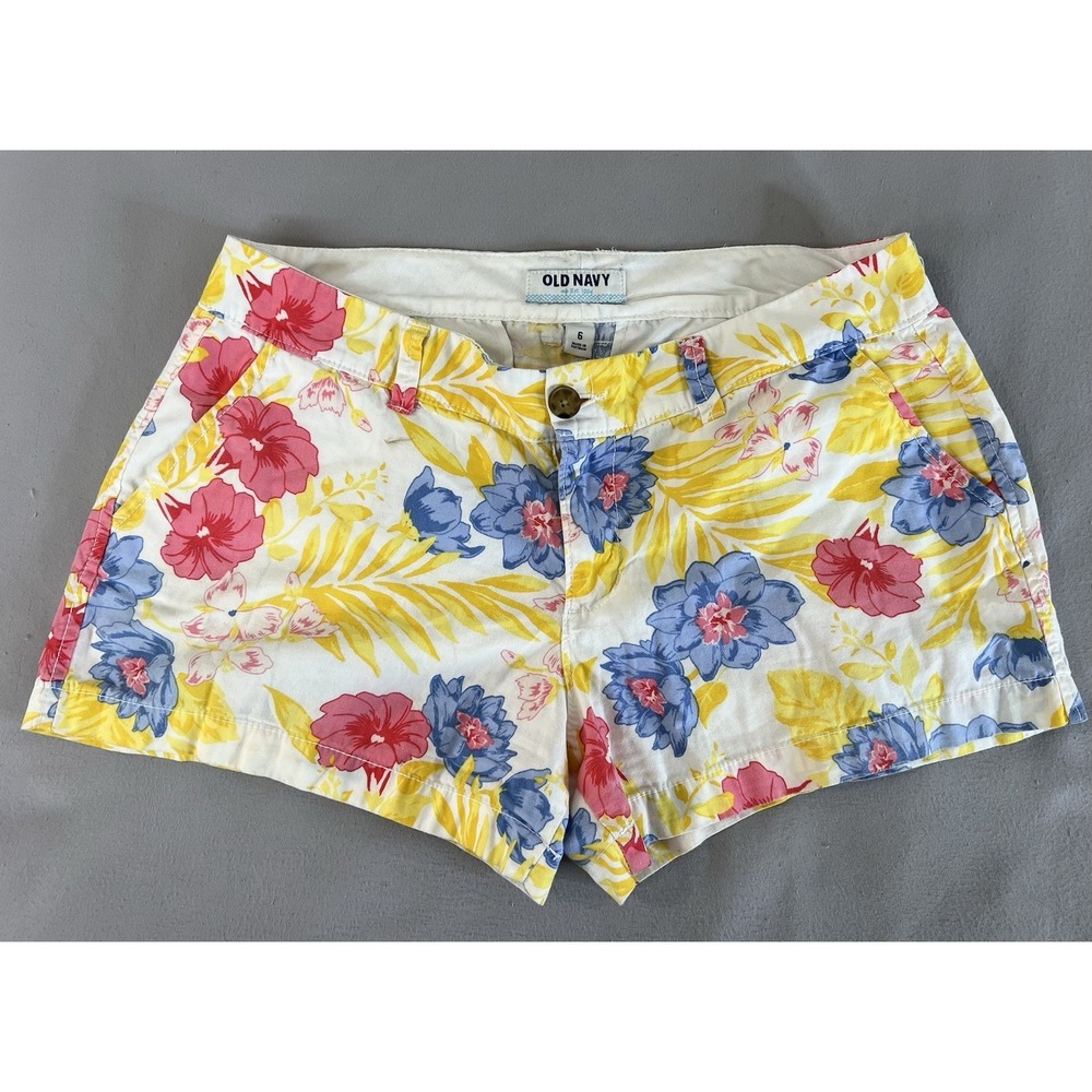 Old Navy Shorts Women 6 Printed Floral Split Pocket Flat Front